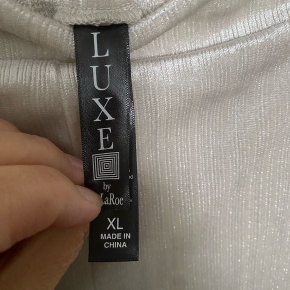 LulaRoe Adele Luxe winter white pants with metallic thread. - Picture 3 of 4